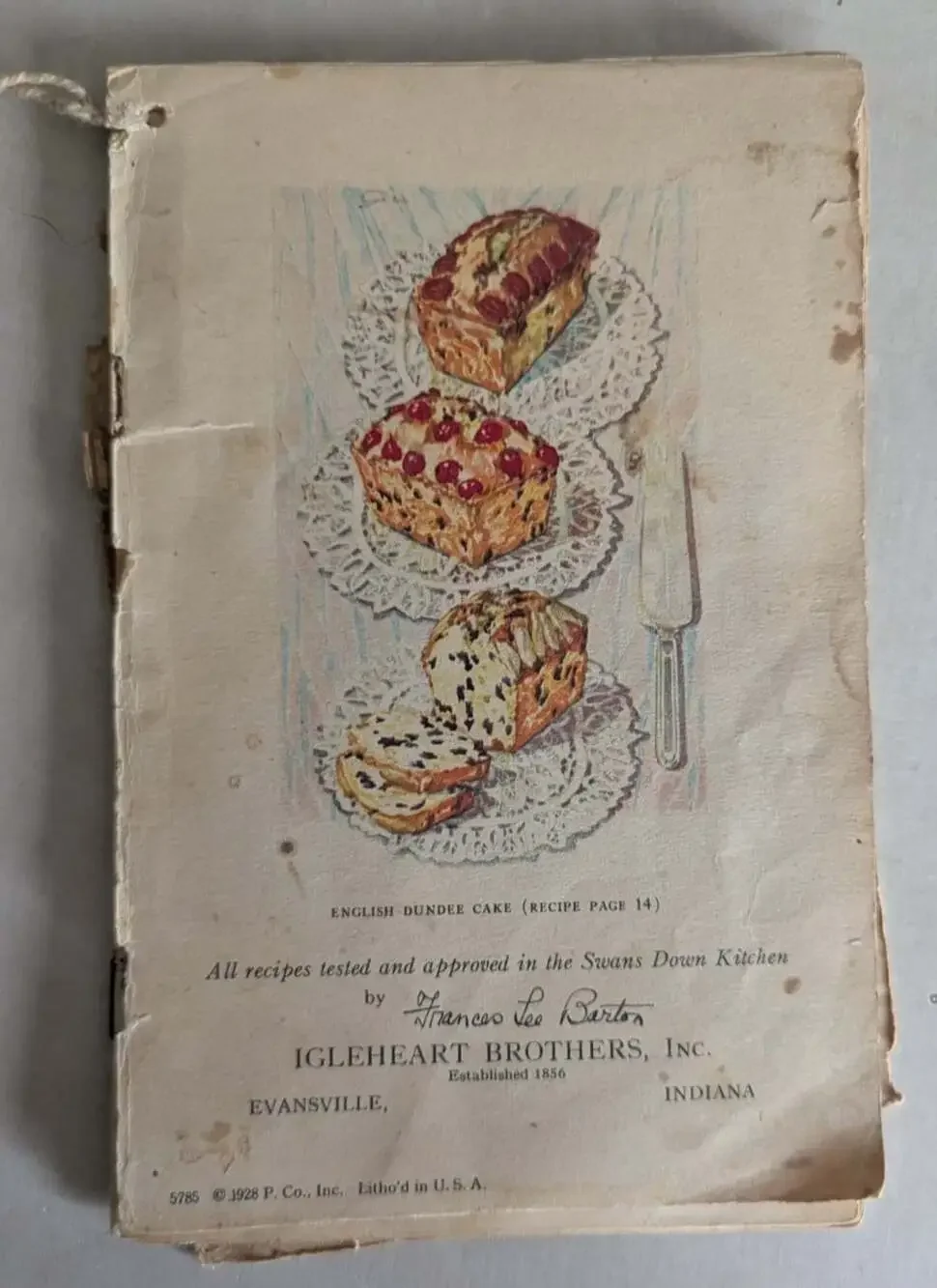 Swans Down Kitchen Recipe Booklet 1928 Igleheart Brothers Inc